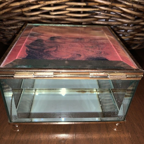 Vintage Mirrored Glass Angel/Rapheal Trinket Box - Picture 7 of 11